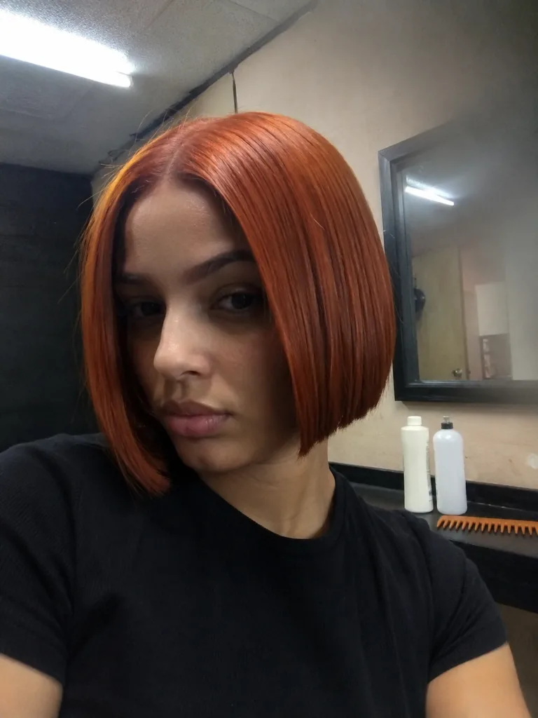 Sleek side-parted bob for Black women with straight hair and sharp angled cut.