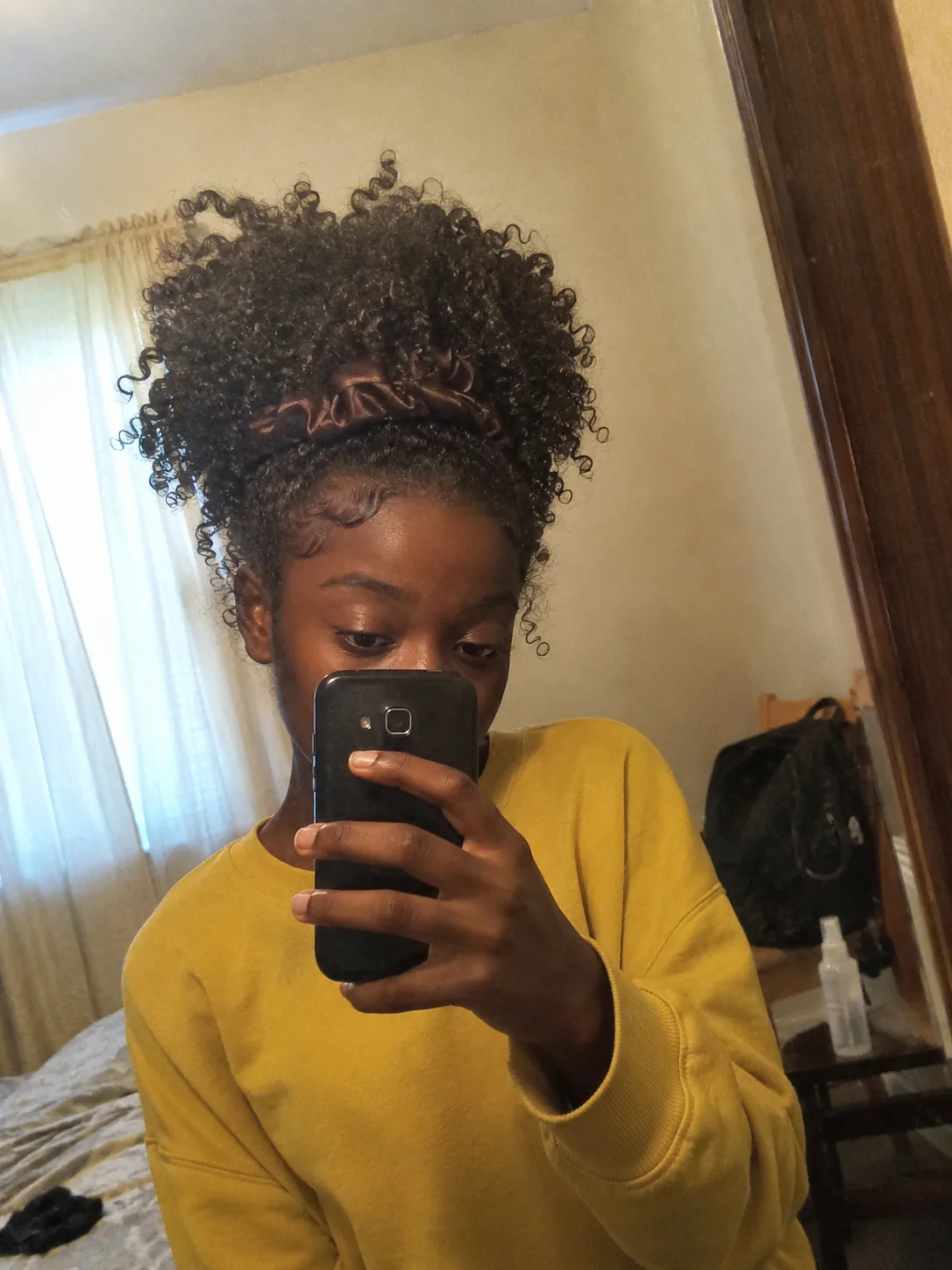 High ponytail hairstyle for active school days and PE classes