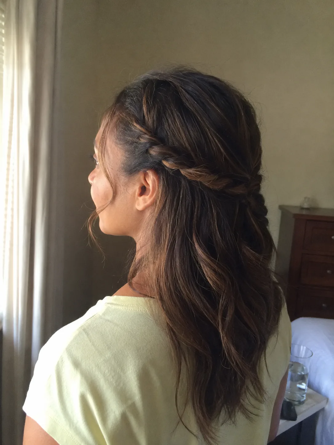 Layered dark beach waves with soft volume and styled outdoor hold