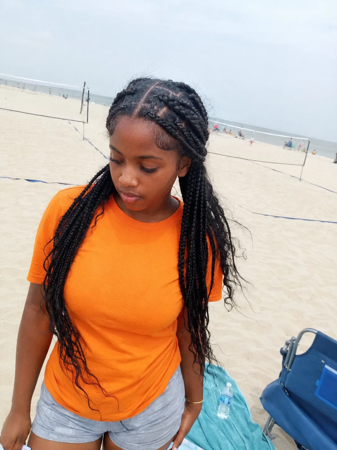 Long protective braids for beach vacation hair