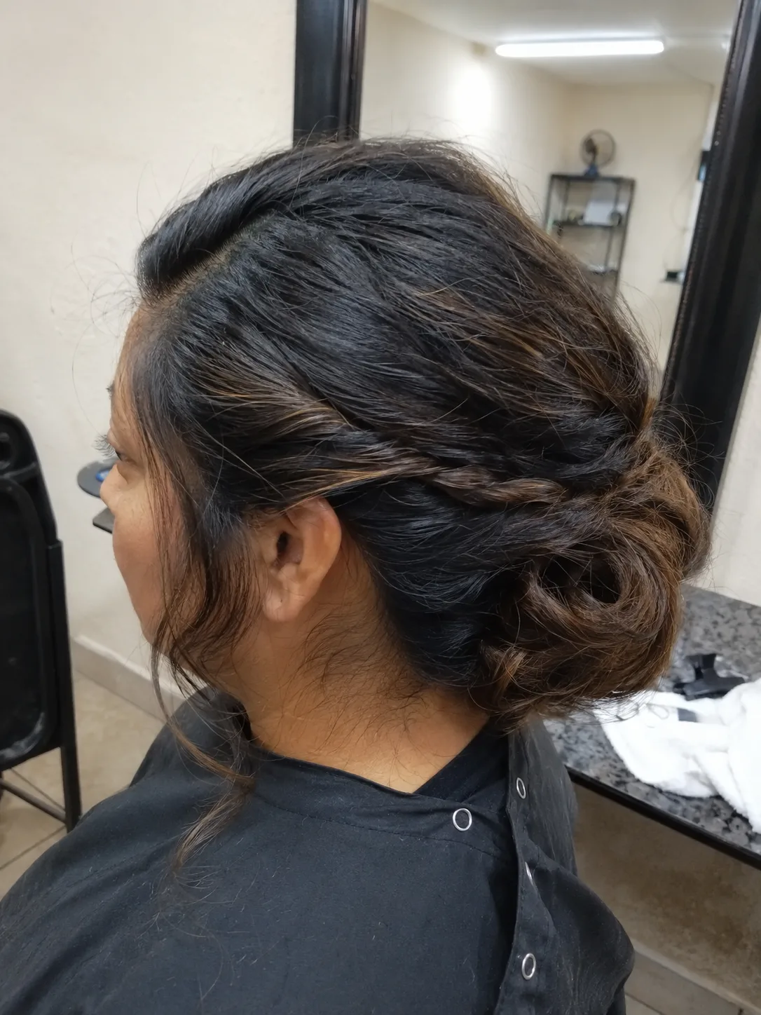 Long voluminous elvish hair style with thick back braids showcasing seamless length and density
