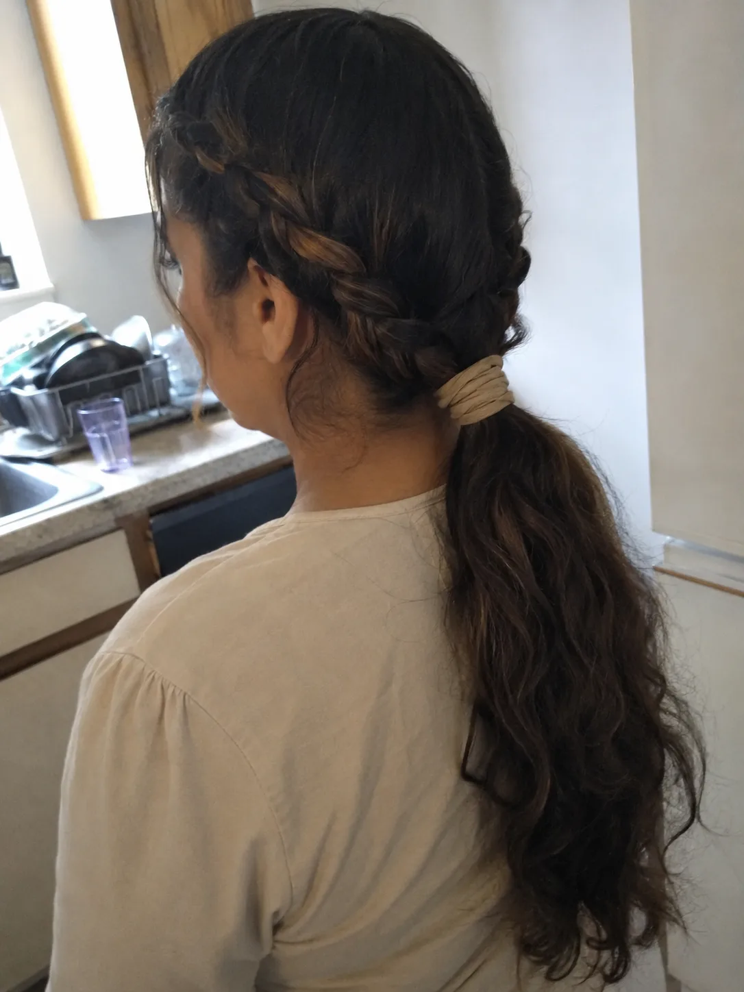 Meticulously finished Ren Faire hairstyle displaying clean crisp section lines