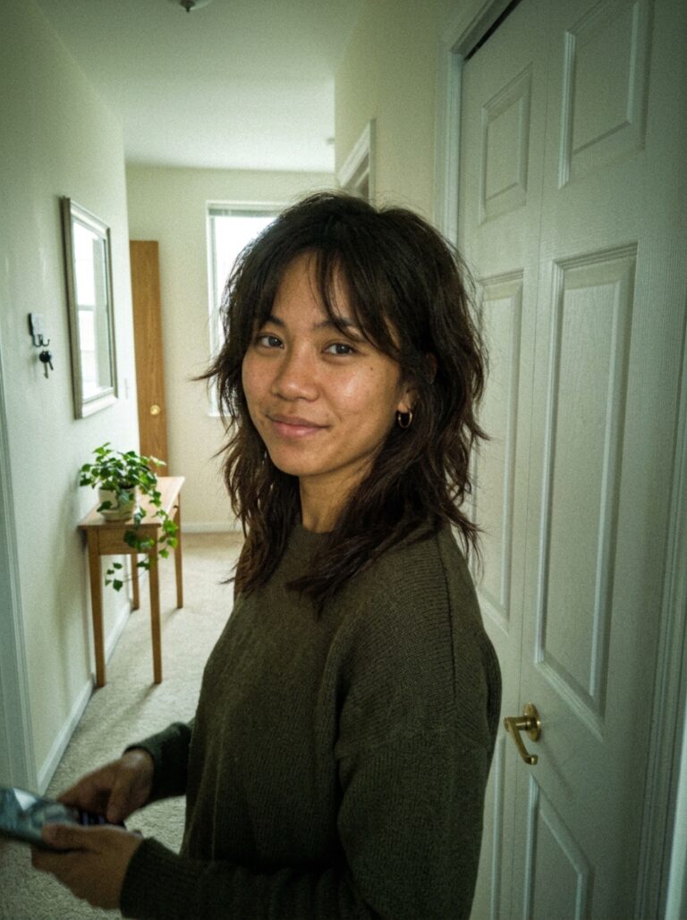 Model with long, classic polished waves showing healthy, well-cut hair.