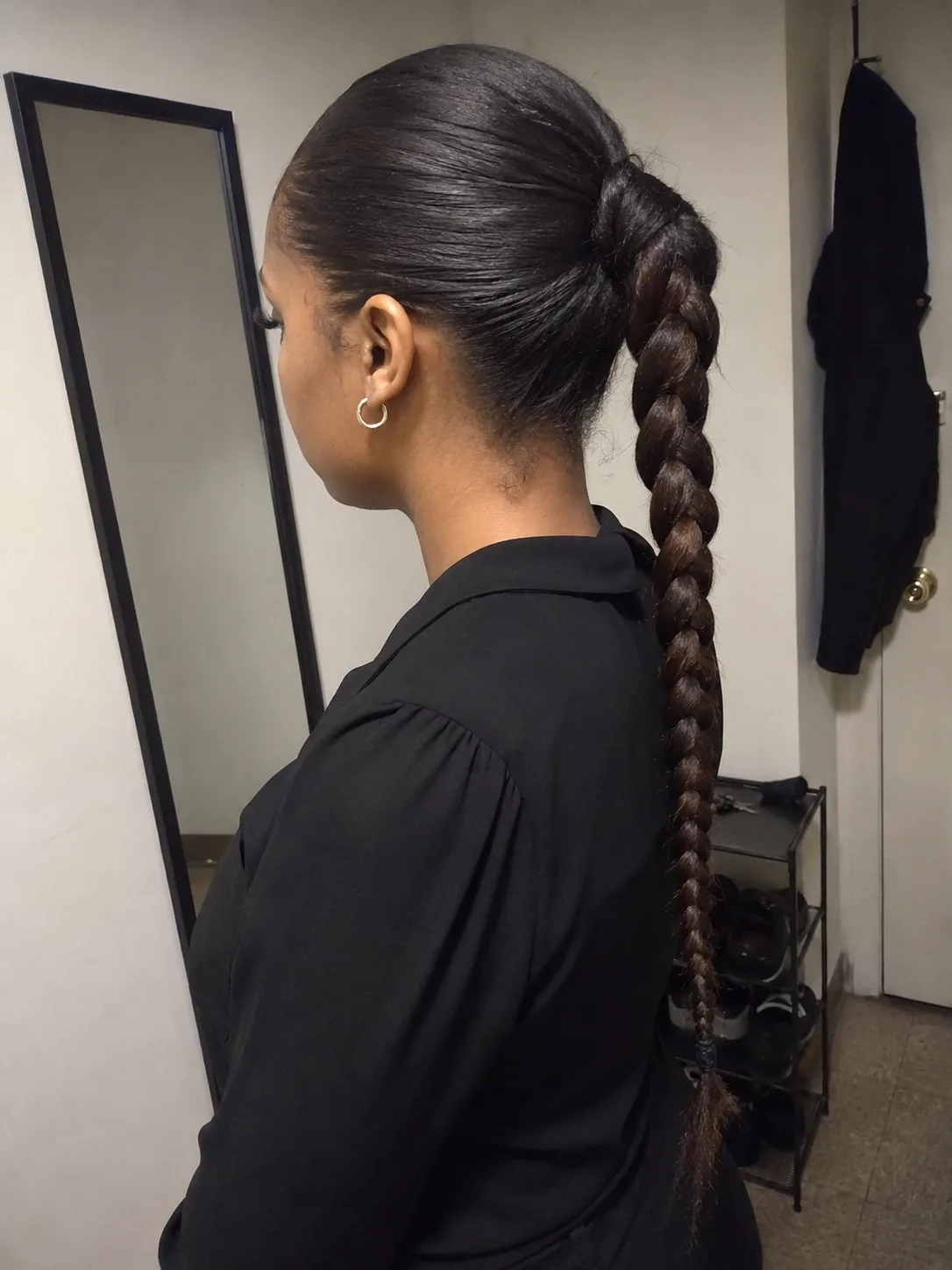 Perfectly proportioned low tuck bridal hair adaptation tailored to high density hair textures