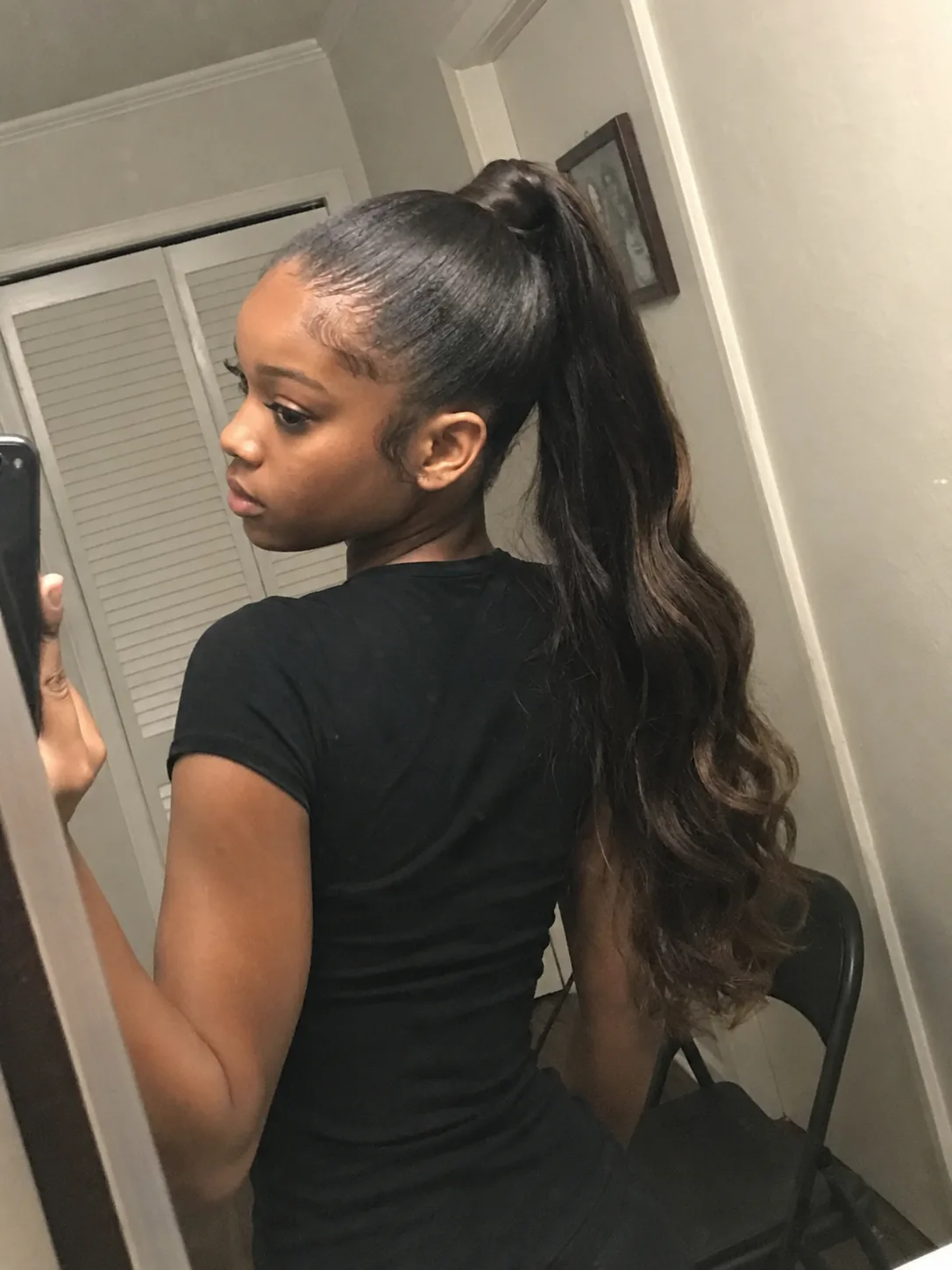 Smooth low chignon prom hairstyle for long hair