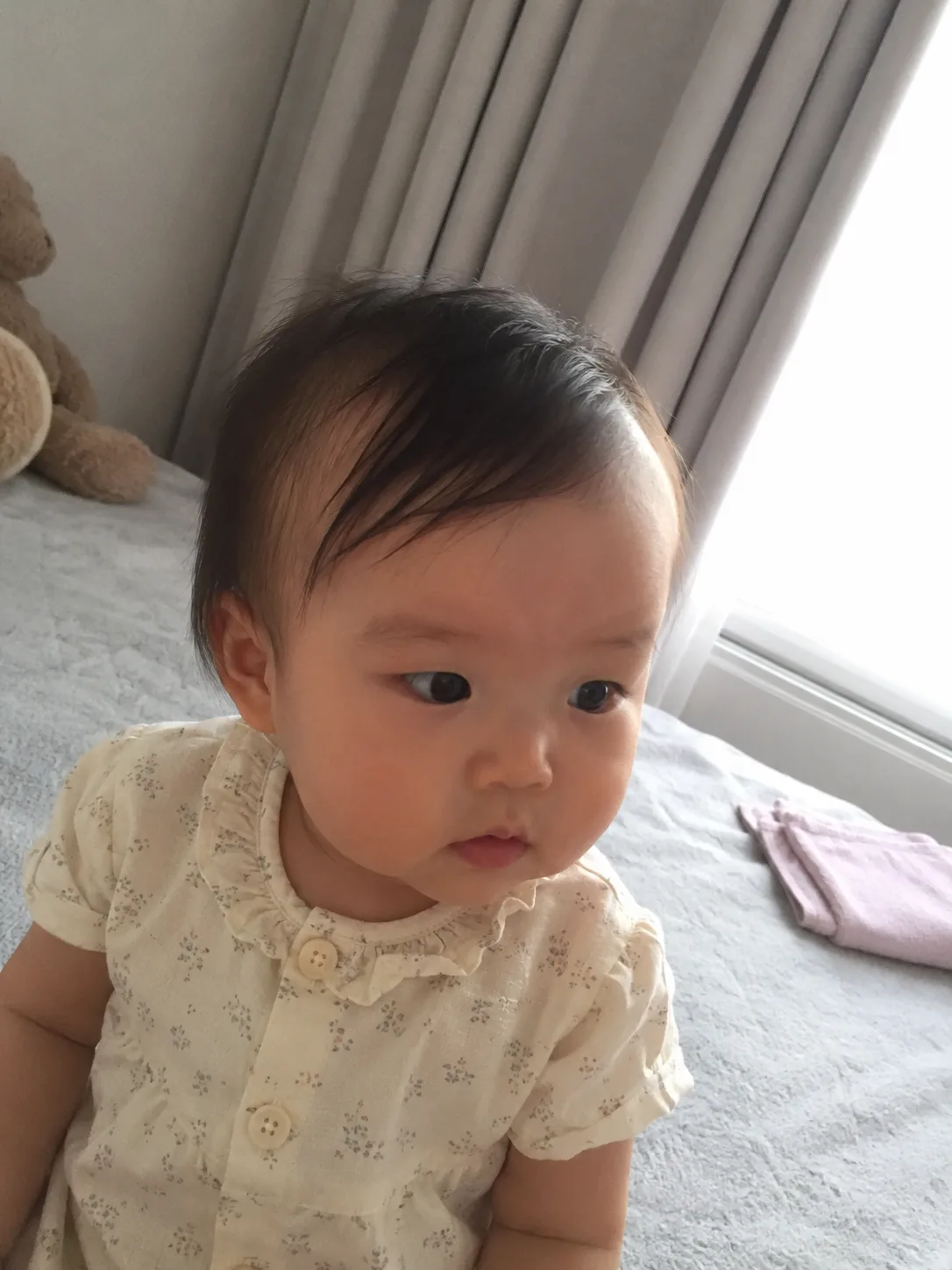 Developing hair texture on an 18-month-old showing structural changes over time