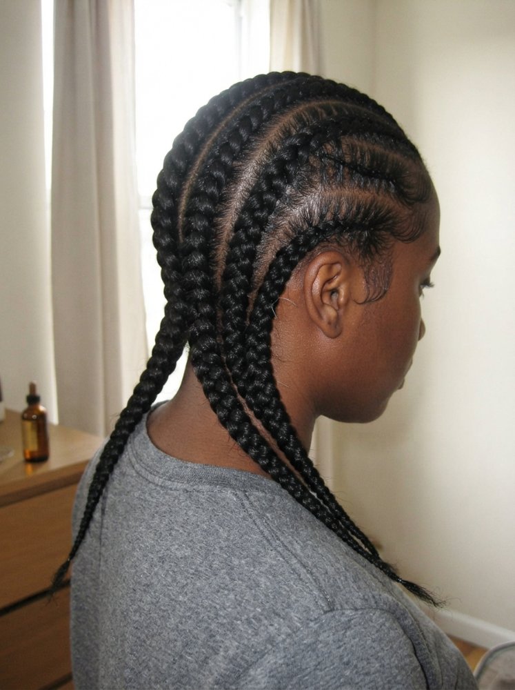 Stitch cornrows hairstyle with neat braided rows and a clean polished finish