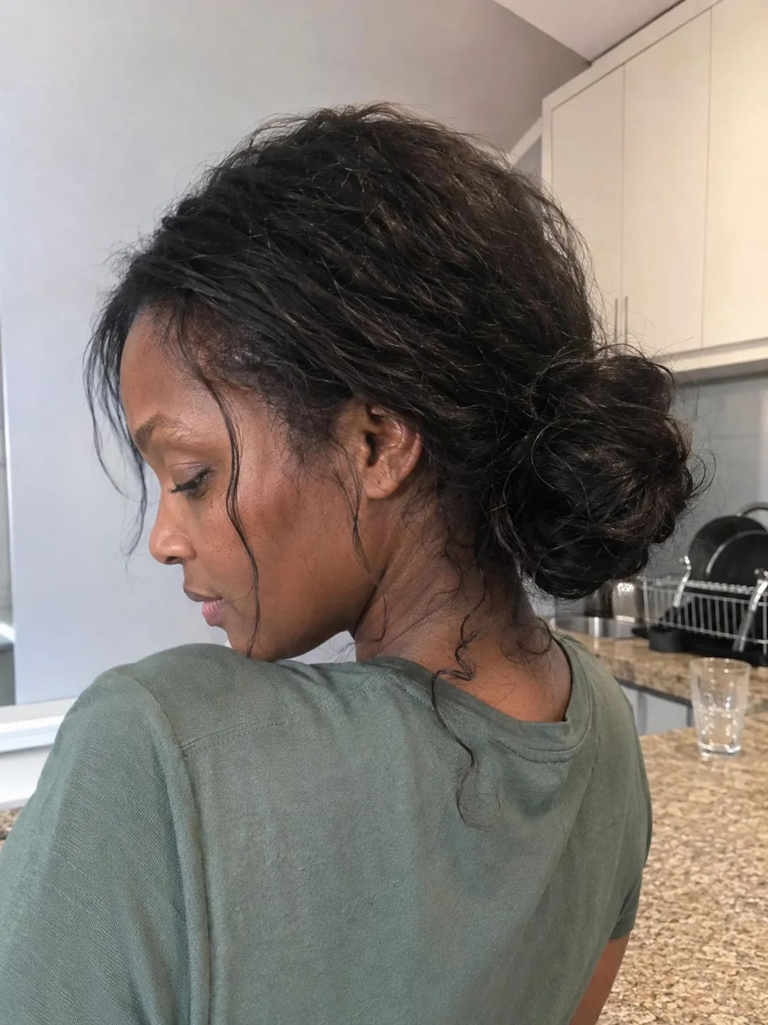long hair with curtain bangs and face framing blonde highlights