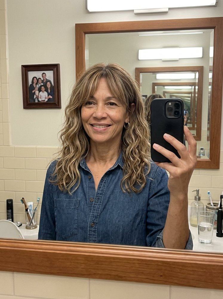 Light Brown hairstyle with wavy, soft, natural texture.